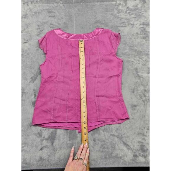 Worthington Shirt Womens 8 Pink Sleeveless Crew Neck Pleated Solid Back Zip Top - Picture 3 of 16